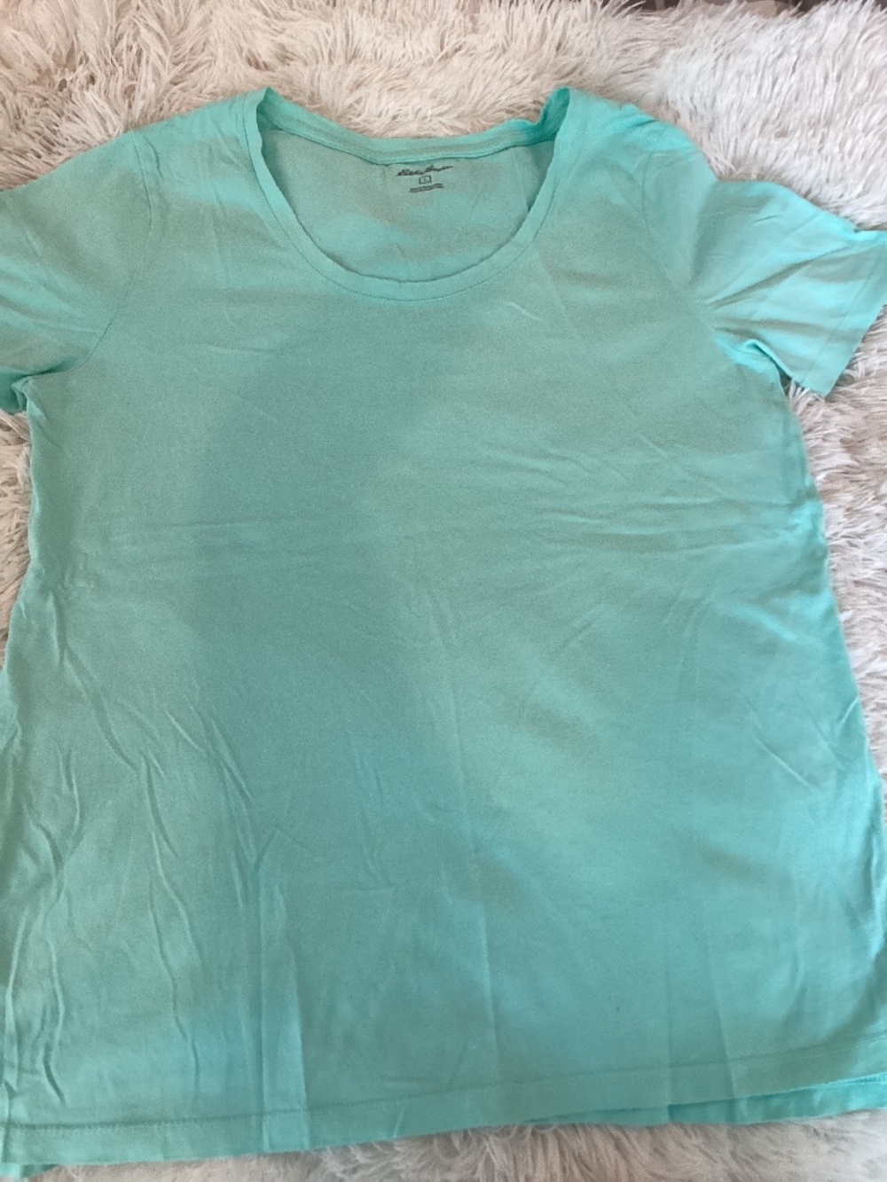 Eddie Bauer V-Neck Tee Womens Large Green Short Sleeve Solid Cotton Modal Blend